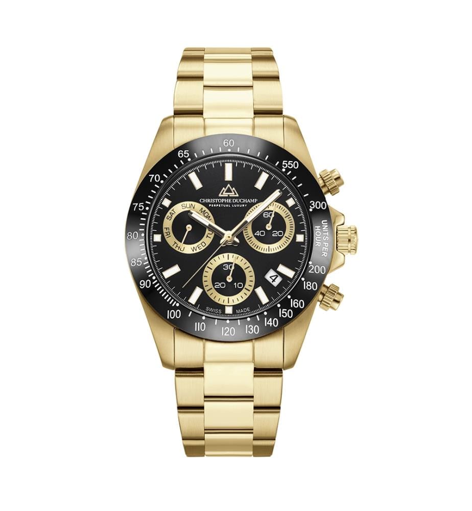 Grand Mont Ceramic Quartz Watch - Blue & Gold - 46 mm