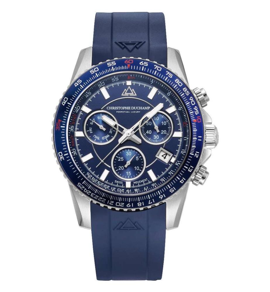 Quarzuhr Velocite V2 Chrono – Silber & Blau - 44 mm
