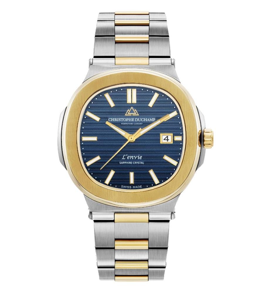Quarzuhr „L'Envie“ – Sandblau & Silber/Gold - 44 mm