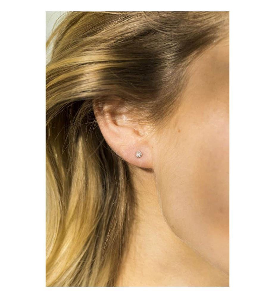 Ohrringe Round Stud - Weissgold 375/1000