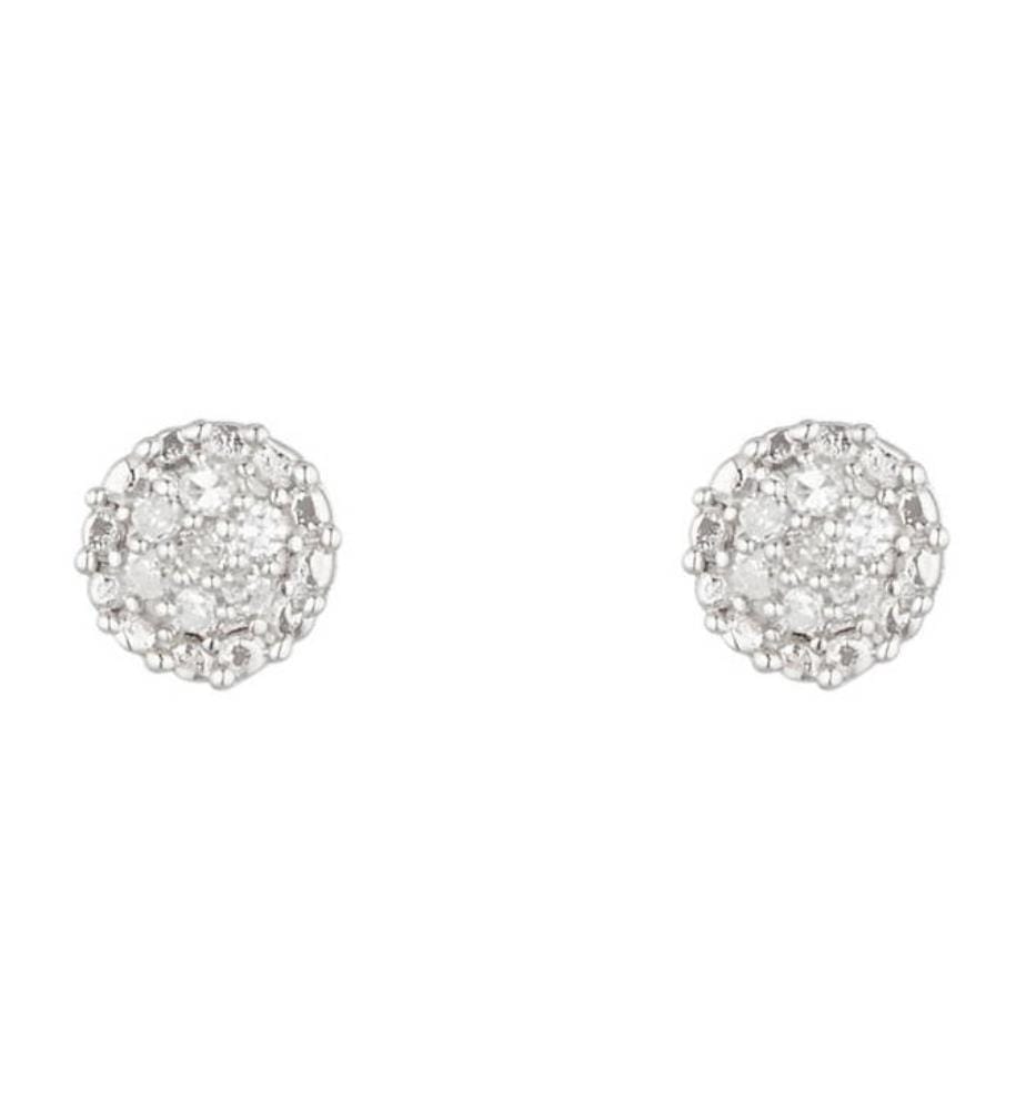 Ohrringe Round Stud - Weissgold 375/1000