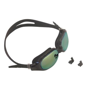 Erwachsenen-Schwimmbrille mit grossen Gläsern - Schwarz