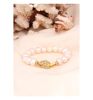 Armband aus Perlen und Zirkonia - Weiss