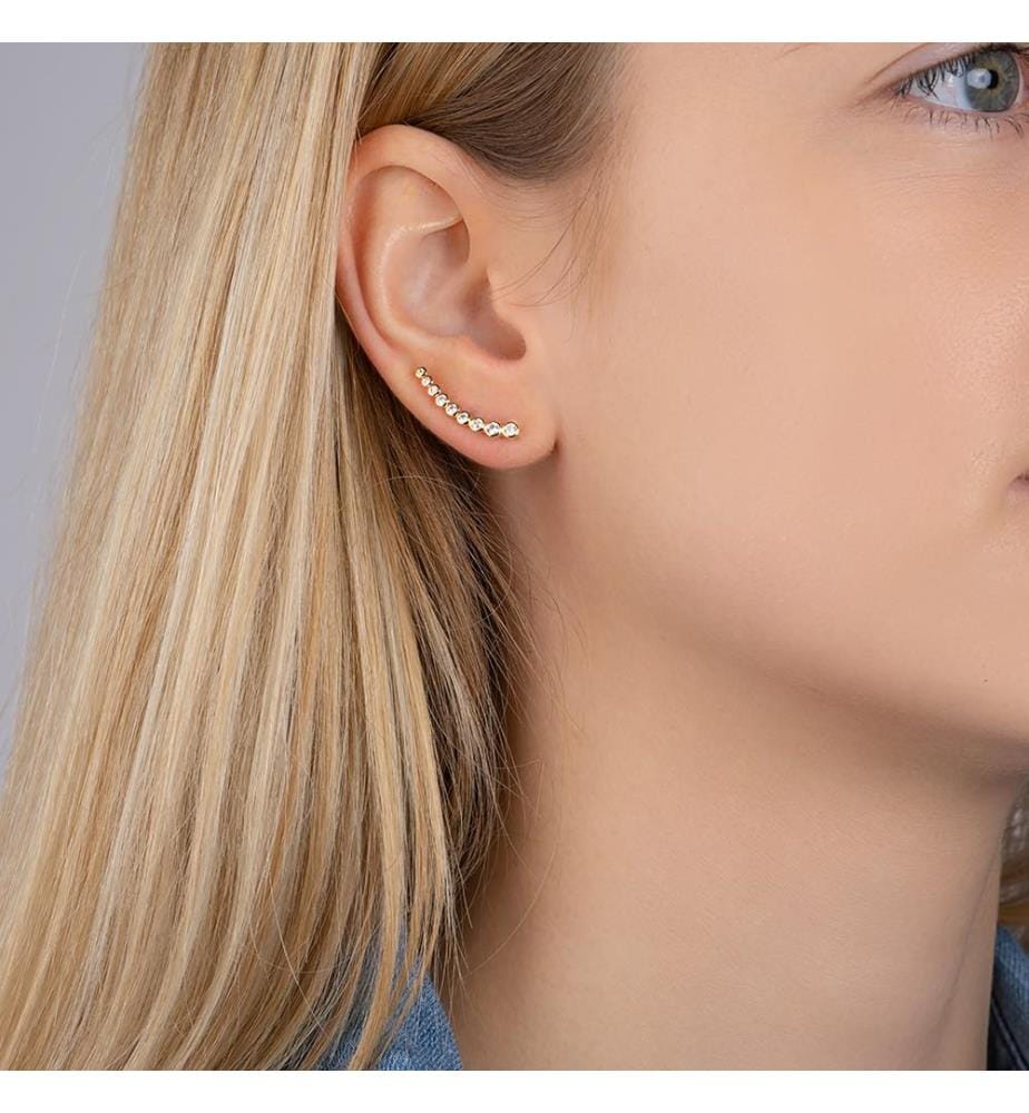 Earrings - Gold and White