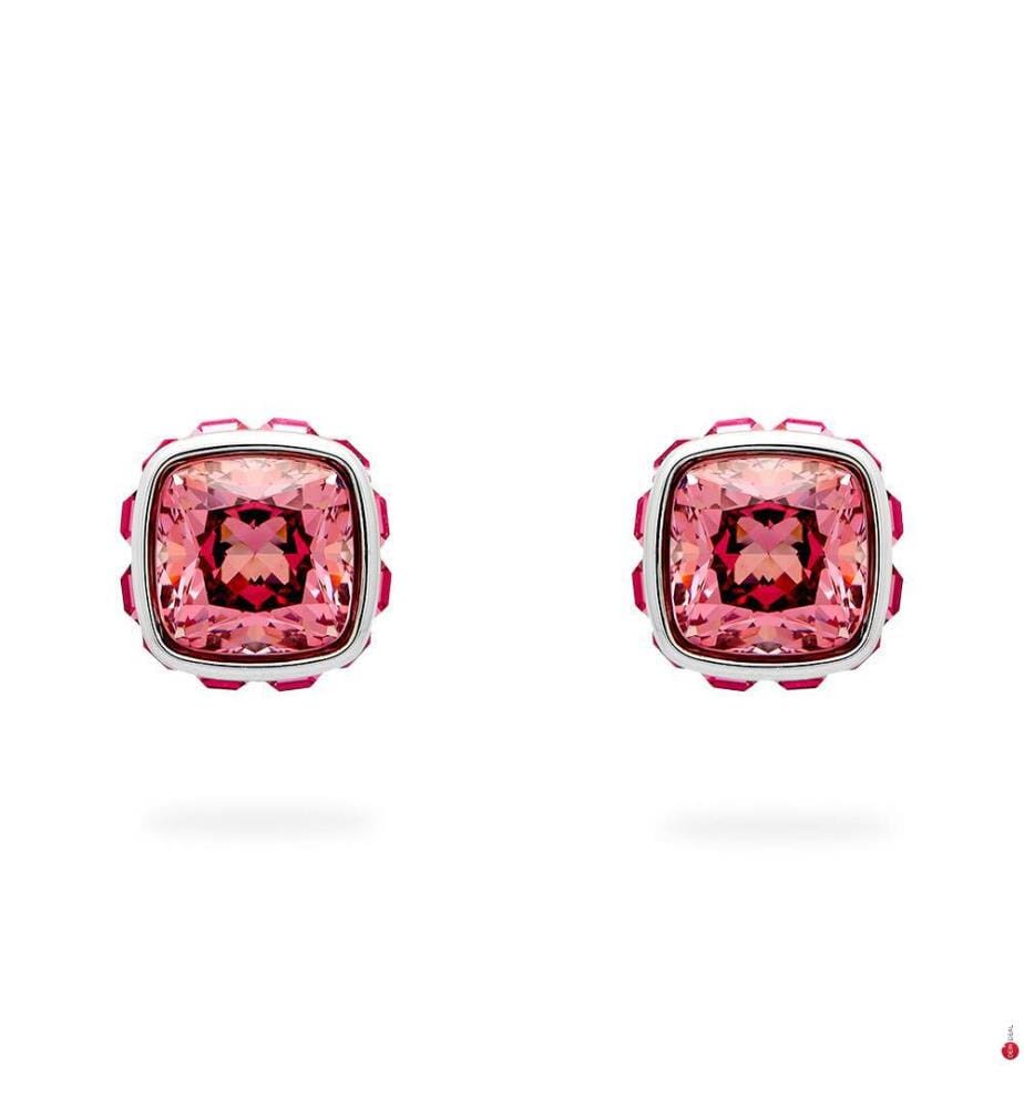 Orecchini con pietra di nascita - Rosa e argento