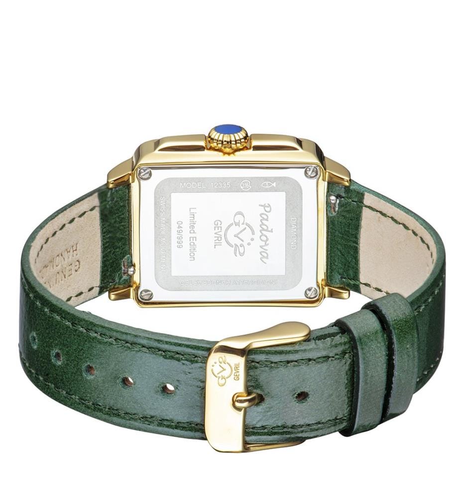 Quartz Watch Padova Gemstone with Leather Strap - Green