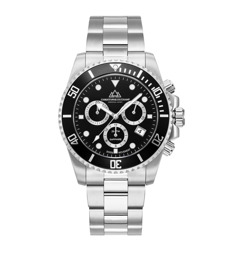Marine Chrono Uhr – Schwarz & Silber