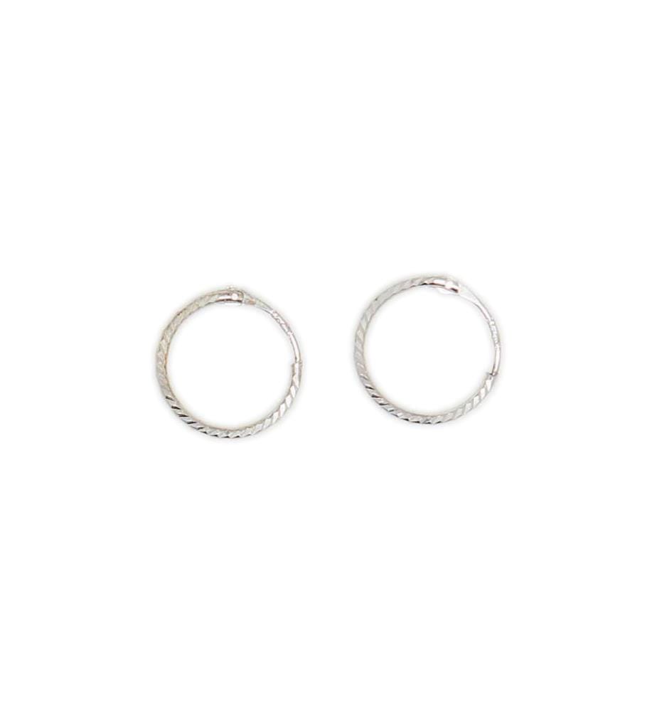 Earrings Créoles Twistées 10mm - White Gold 375/1000