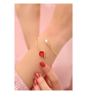 Armband aus Koralle und Perlen - Weiss und Rot