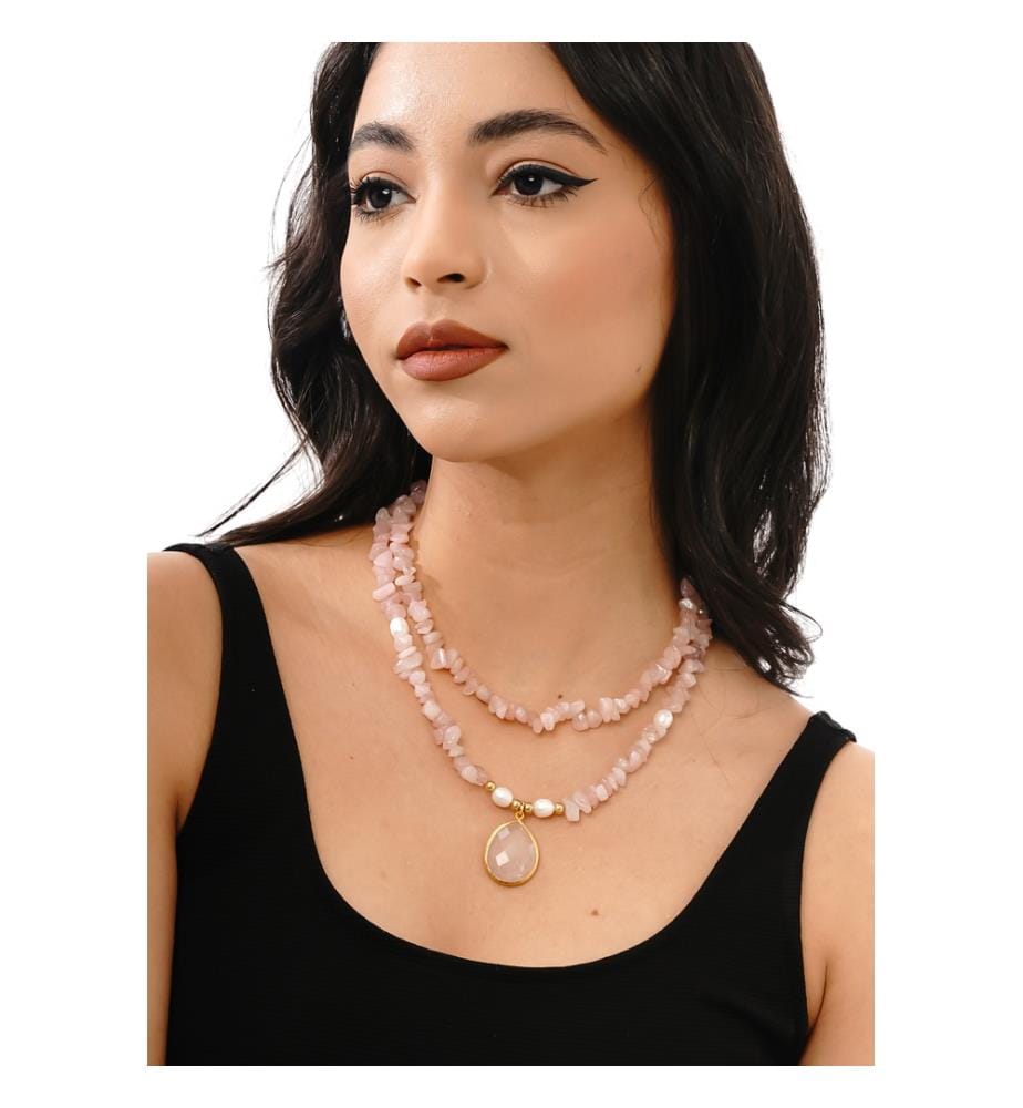 Strawberry Quartz Necklace - Pink
