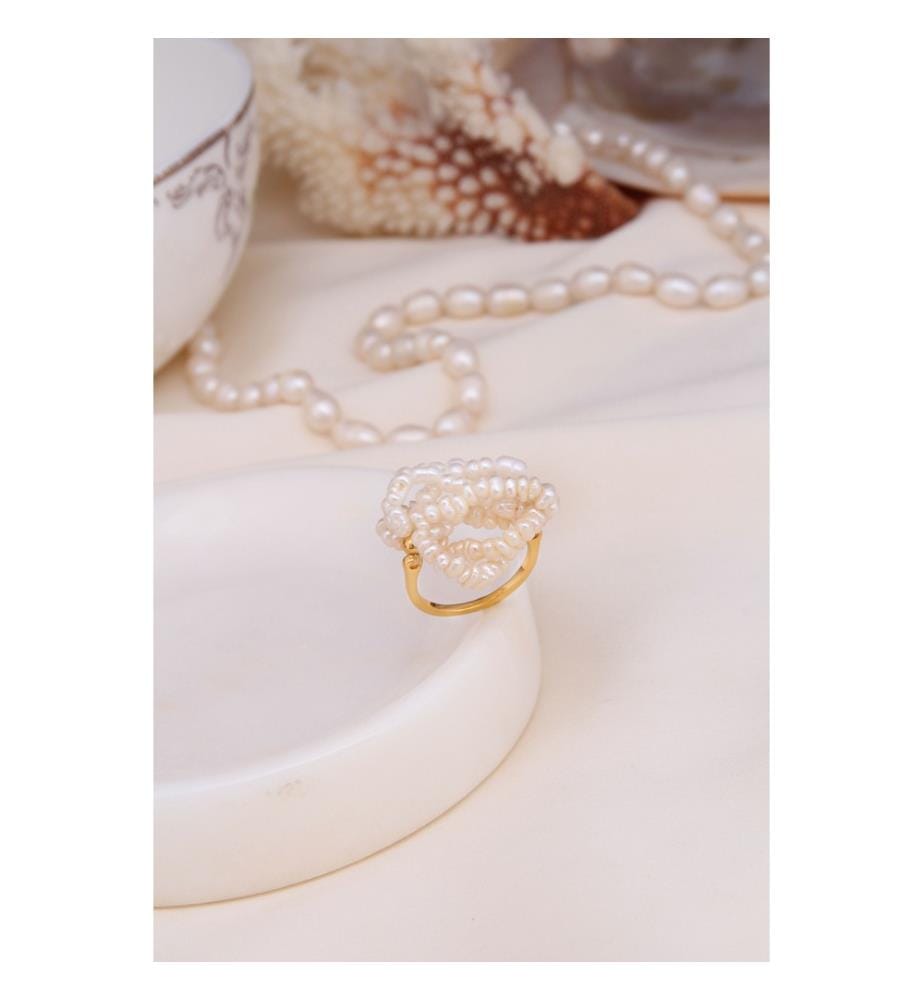 Anello con perle - Bianco