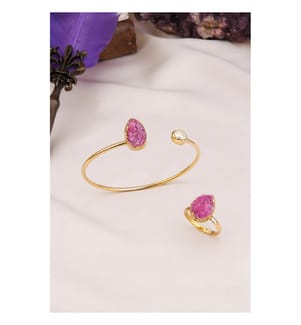 Set aus Perle und Quarz - Rosa und Weiss