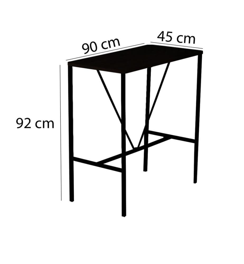 Tisch- und Barhocker-Set – Geräuchert / Nussbaum / Schwarz