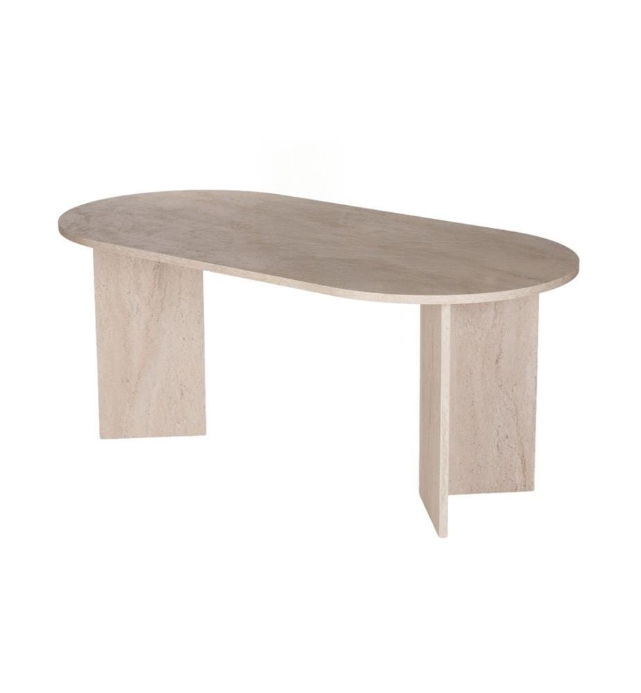 7-teiliges Esszimmer-Set – Travertin / Nussbaum / Grün