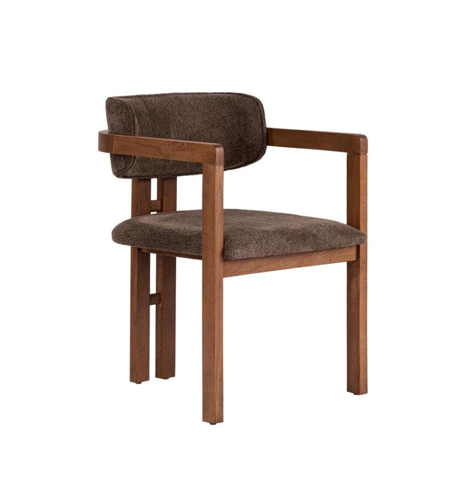 5-teiliges Esszimmer-Set – Travertin / Nussbaum / Braun