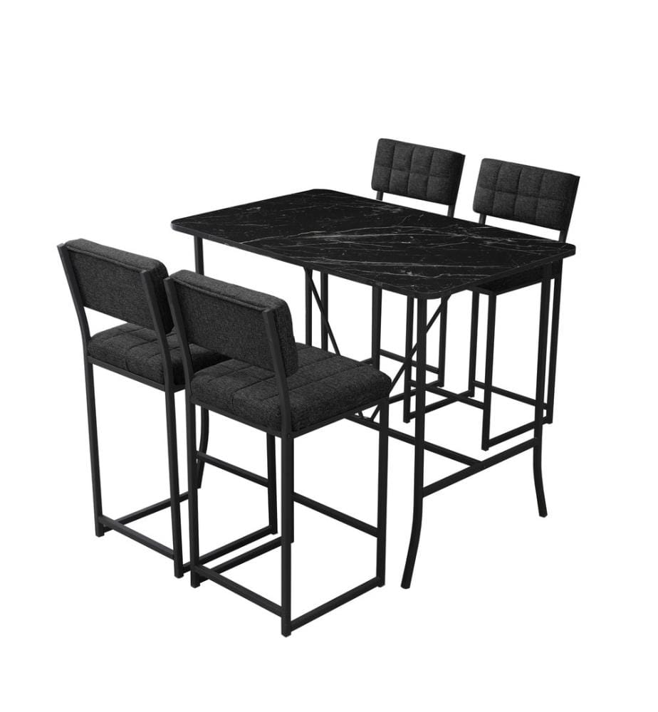 Tisch- und Barhocker-Set – Anthrazit / Schwarz