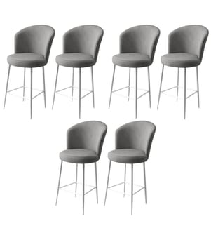 6er-Set Barhocker – Grau / Weiss