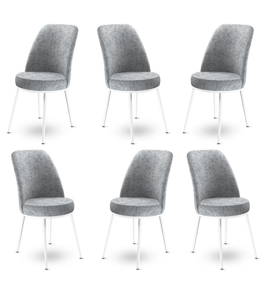 6er-Stuhlset – Grau / Weiss