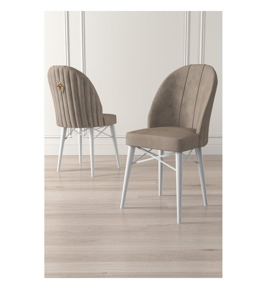 6er-Stuhlset – Cappuccino / Weiss