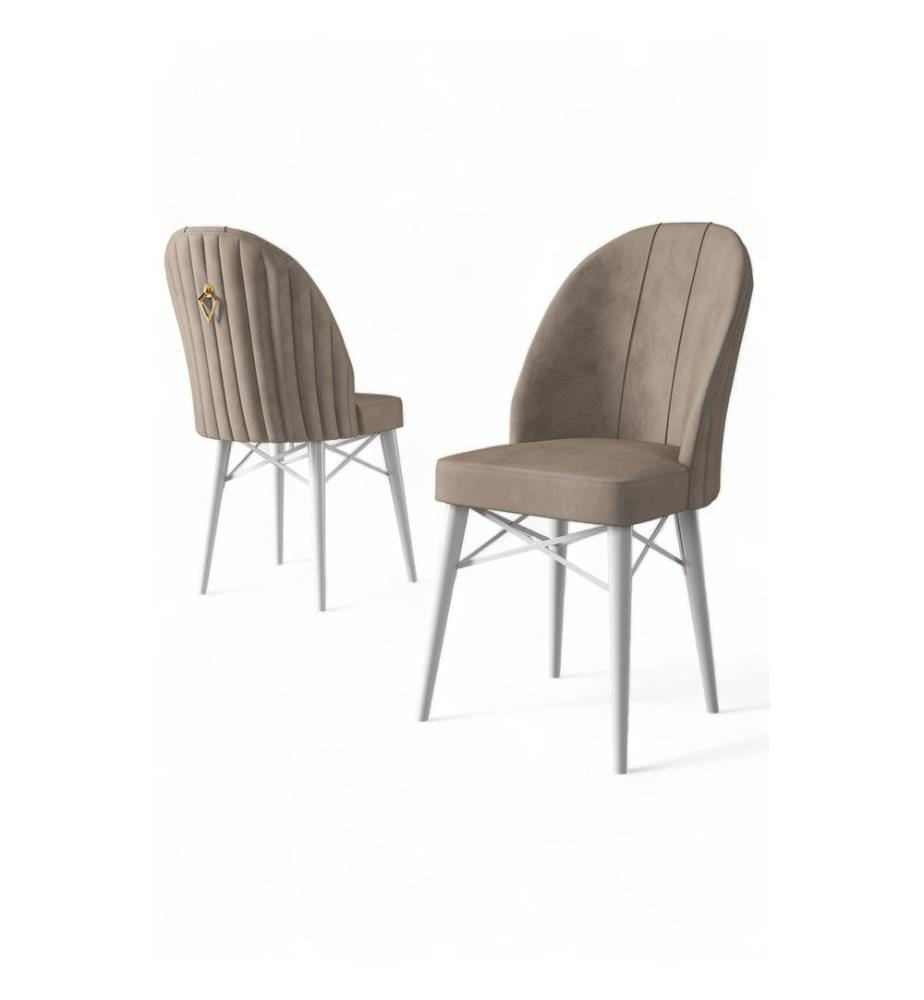 6er-Stuhlset – Cappuccino / Weiss
