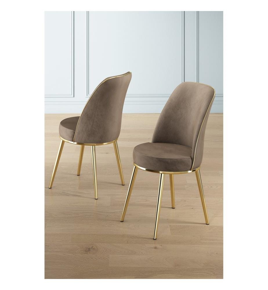 2er-Stuhlset – Cappuccino / Goldfarben