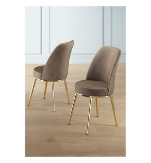 2er-Stuhlset – Cappuccino / Goldfarben
