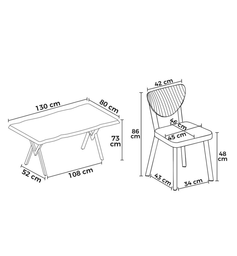 5-teiliges Esszimmer-Set – Travertin / Schwarz