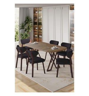 7-teiliges Esszimmer-Set – Atlantische Kiefer / Anthrazit