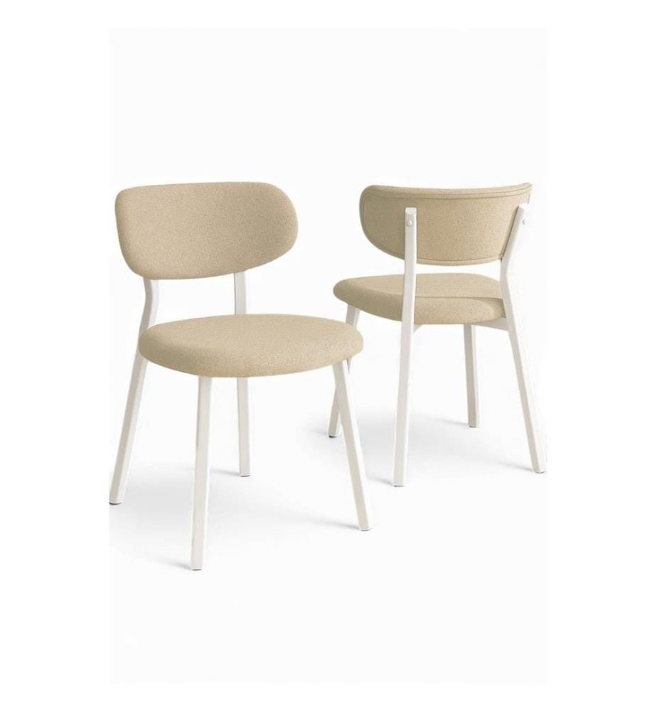 6er-Stuhlset – Creme / Weiss