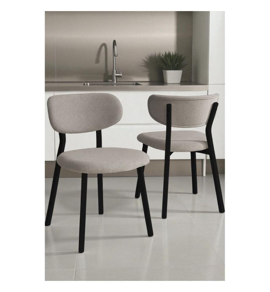6er-Stuhlset – Grau / Schwarz
