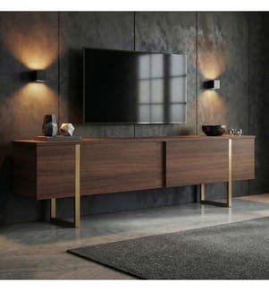 TV-Möbel – Nussbaum Milano / Goldfarben