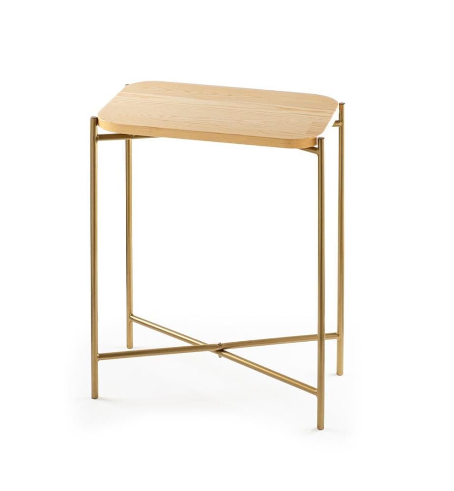 Couchtisch – Goldfarben / Naturholz
