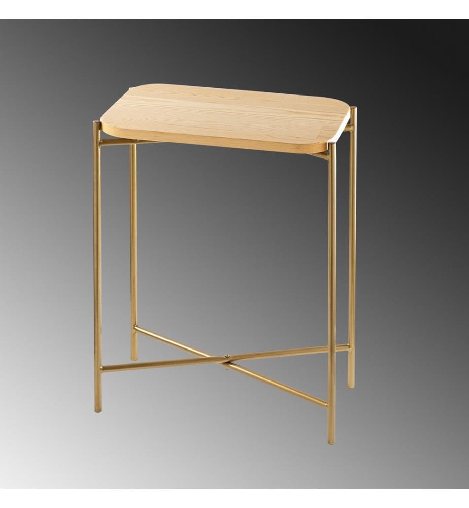 Couchtisch – Goldfarben / Naturholz