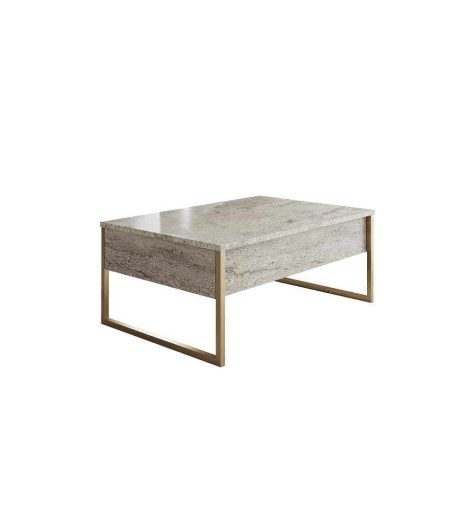 Table basse - Travertin / Doré