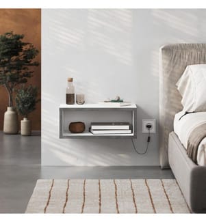 Nachttisch – Weiss / Grau im Retro-Stil