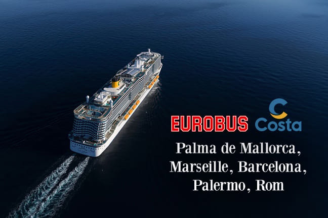 7 nuits sur le Costa Toscana et voyage aller-retour avec EUROBUS