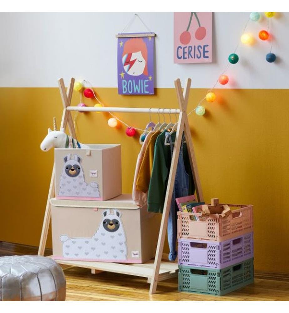 Llama Spielzeugtruhe - Beige und Weiss