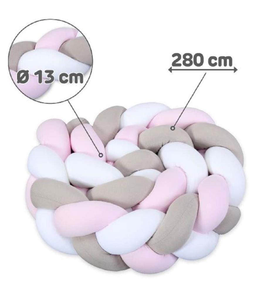 Nestchenschlange Geflochten - Weiss/Beige/Rosa 280cm