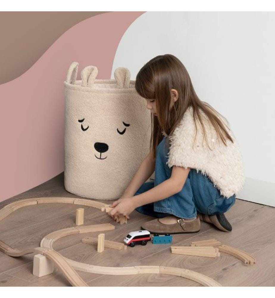Aufbewahrungskorb Bouclé Bär beige