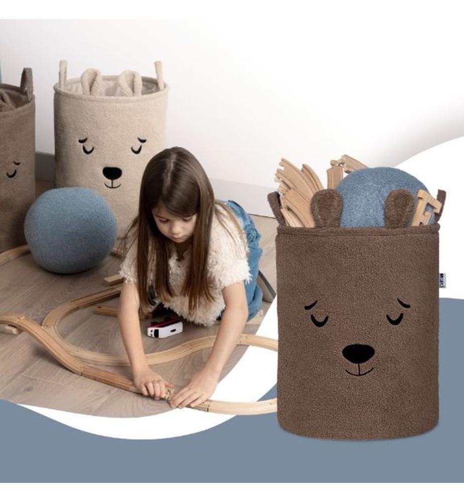 Aufbewahrungskorb Bouclé Bär braun