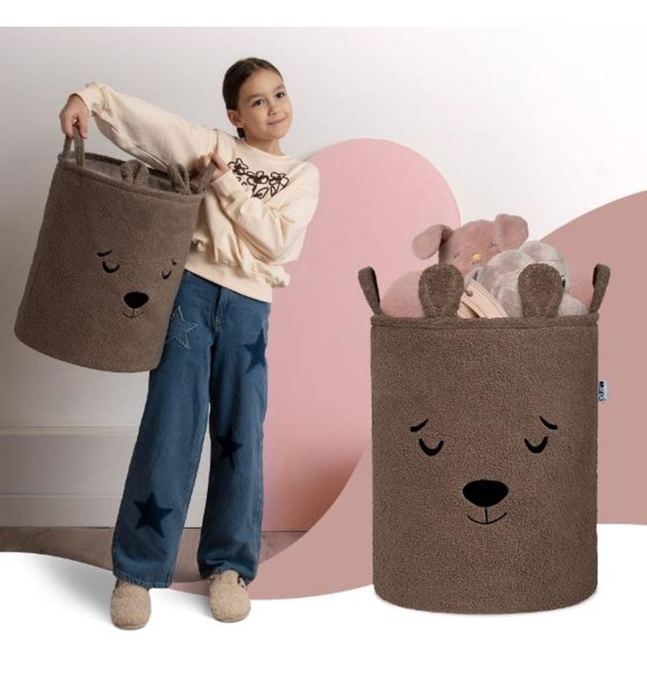 Aufbewahrungskorb Bouclé Bär braun