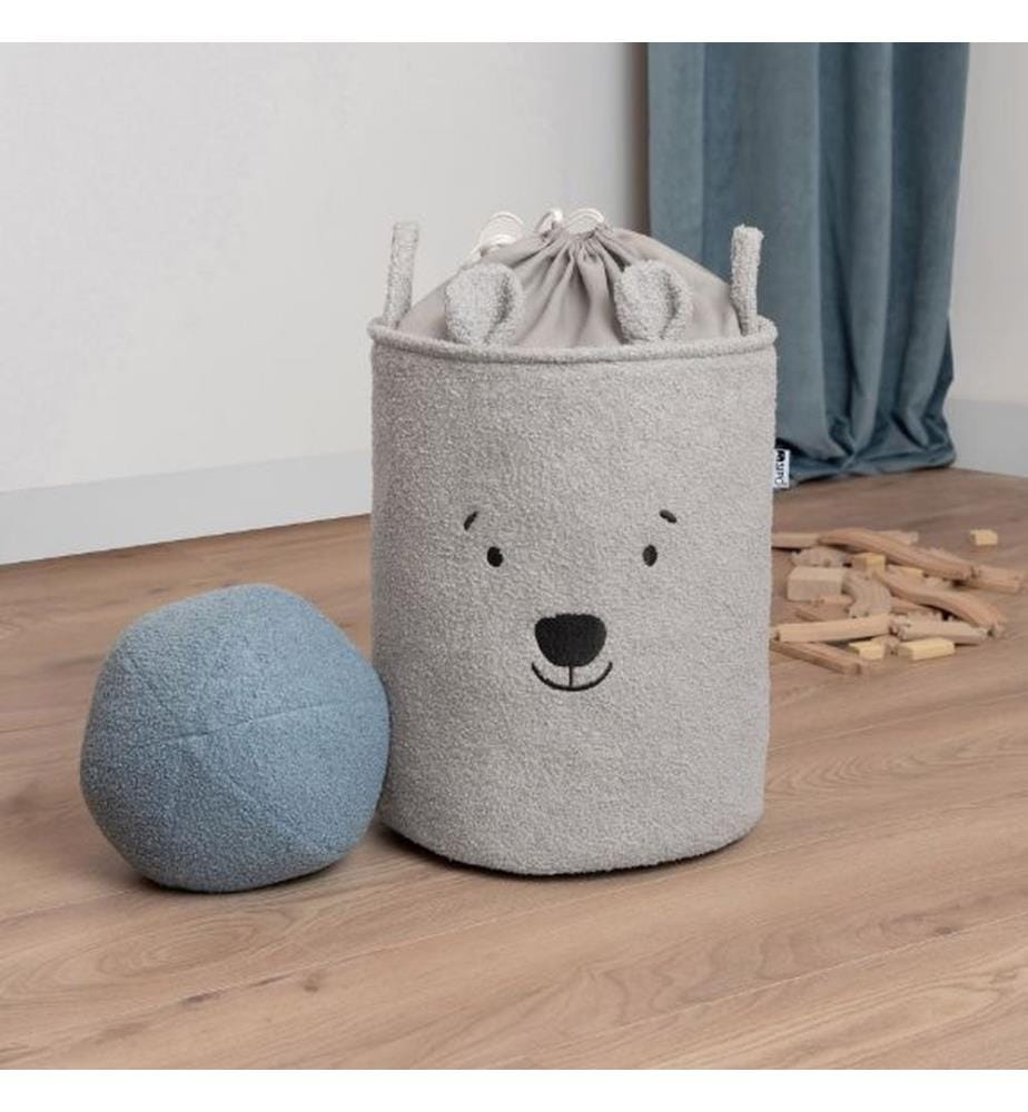 Aufbewahrungskorb Bouclé Bär grau