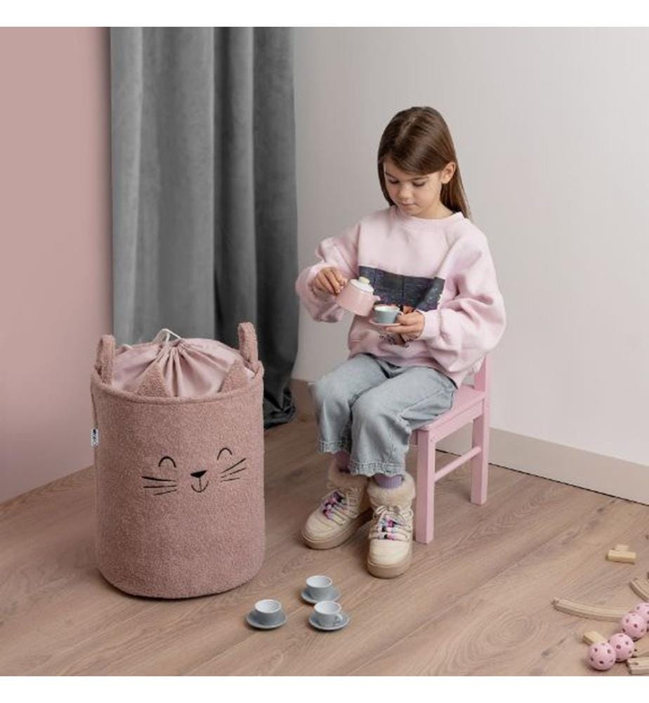 Aufbewahrungskorb Bouclé Katze pink