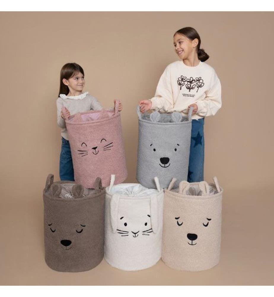 Aufbewahrungskorb Bouclé Katze pink