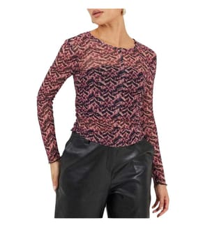 Brave Soul Top Aderente Astratta Maglia a Rete Donna
