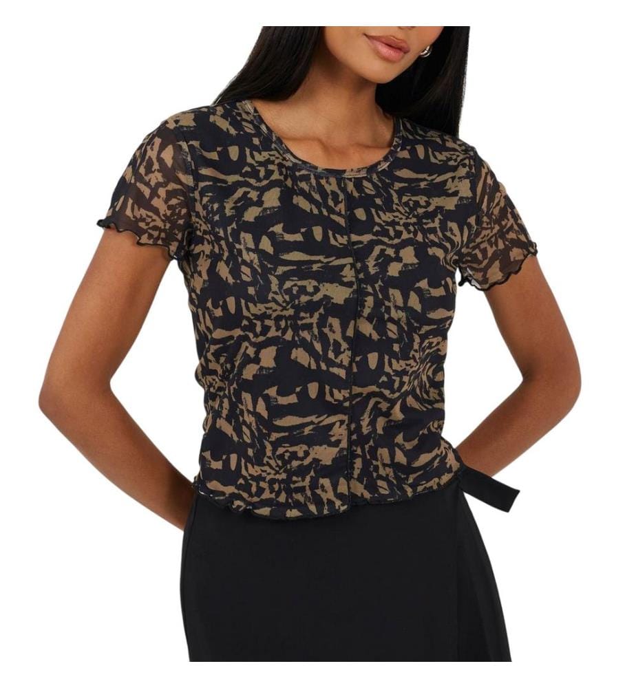 Brave Soul - Kurzes Top für Damen, Naht Detail, Netzmaterial, Anliegend