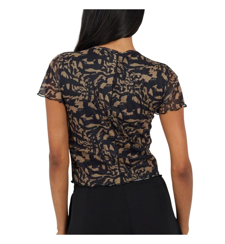 Brave Soul - Kurzes Top für Damen, Naht Detail, Netzmaterial, Anliegend