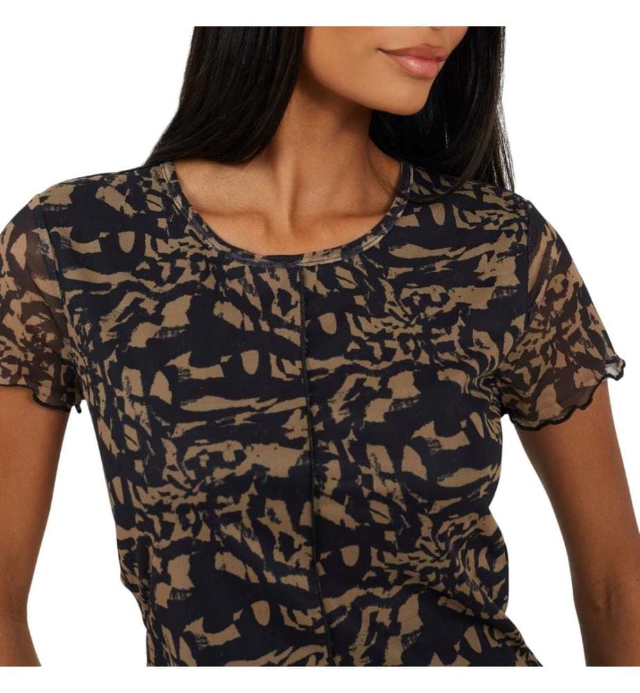 Brave Soul - Kurzes Top für Damen, Naht Detail, Netzmaterial, Anliegend