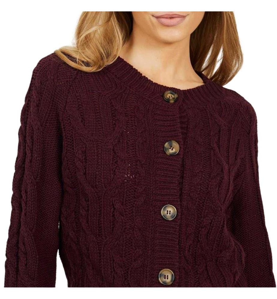 Brave Soul - Strickjacke für Damen, Mit Zopfmuster, Raglanärmel