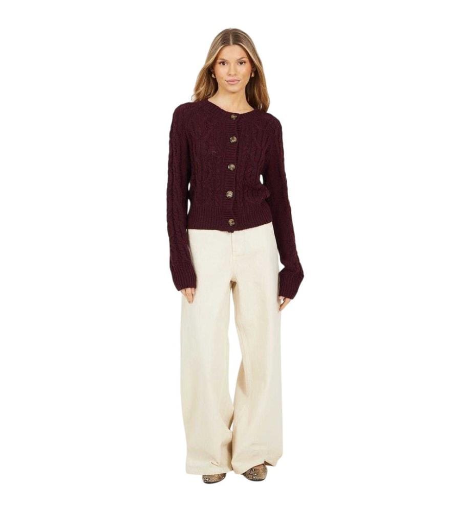 Brave Soul - Strickjacke für Damen, Mit Zopfmuster, Raglanärmel